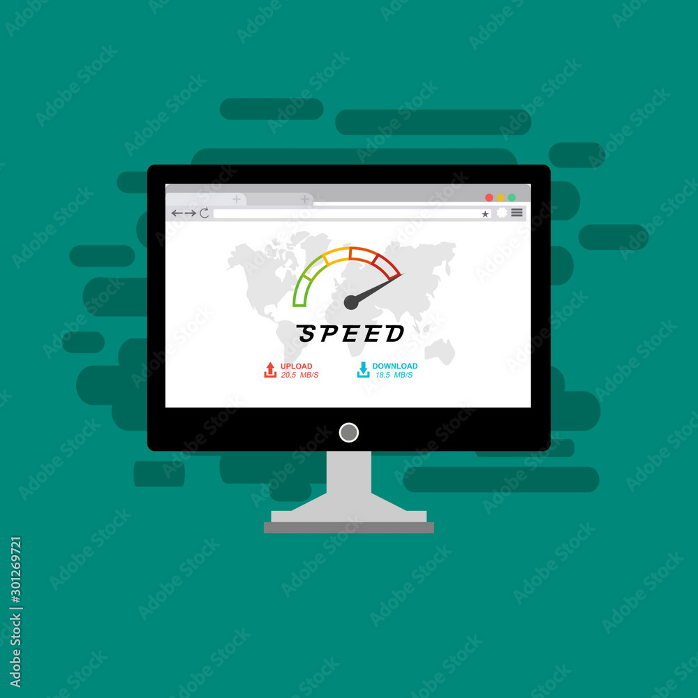 Website loading speed, Server speed, page speed test flat design vector illustration - Vector Website loading speed, Server speed, page speed test flat design vector illustration - Vector