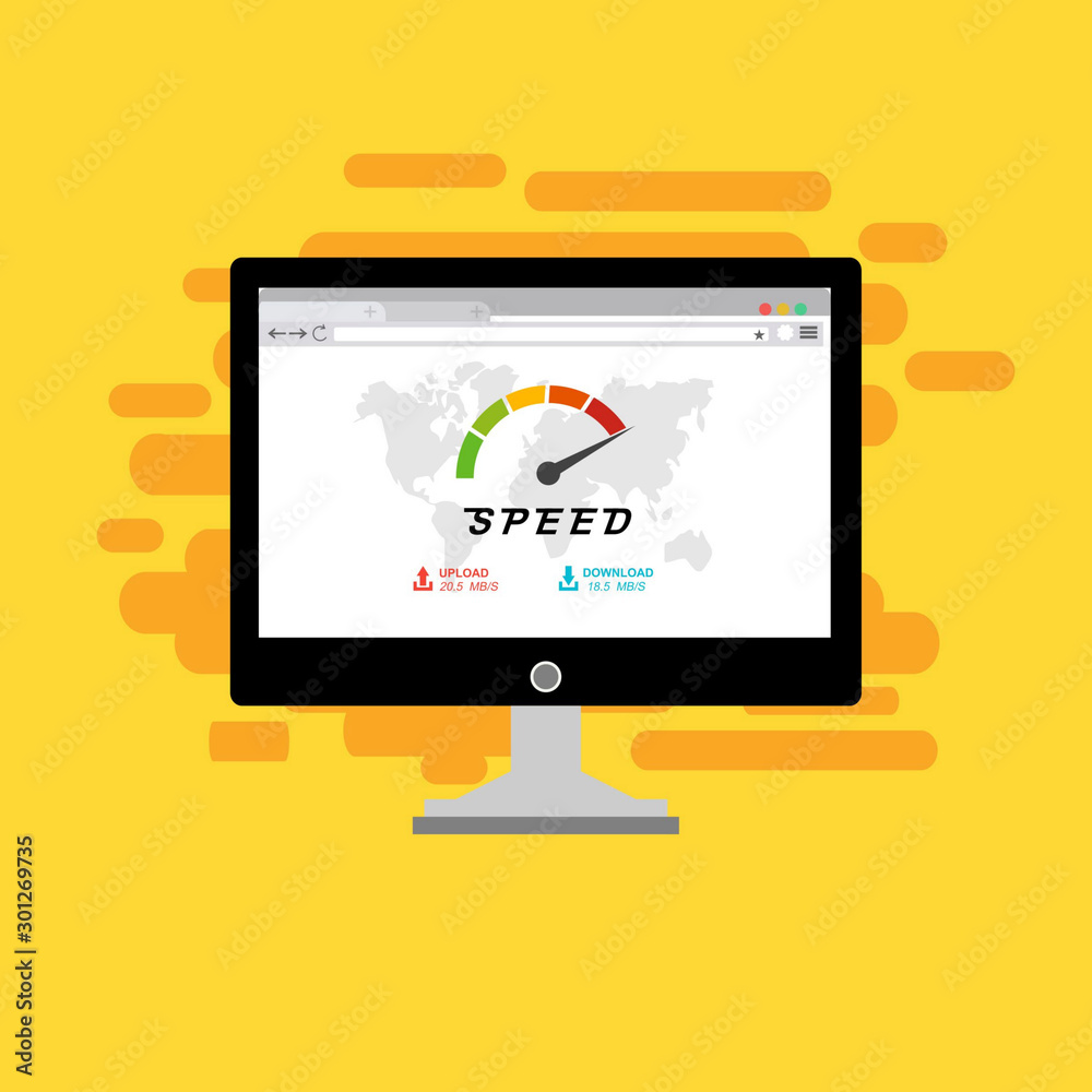 Website loading speed, Server speed, page speed test flat design vector illustration - Vector Website loading speed, Server speed, page speed test flat design vector illustration - Vector