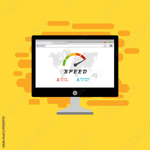 Website loading speed  Server speed  page speed test flat design vector illustration - Vector