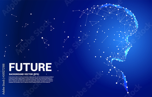 Vector silhouette of child from dot connect line polygon . Concept background human future and technologyPrint