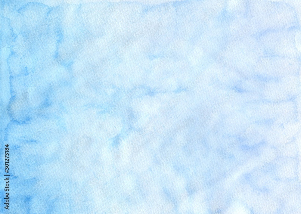 Watercolor abstract background, blue ice stains. Winter patterns.