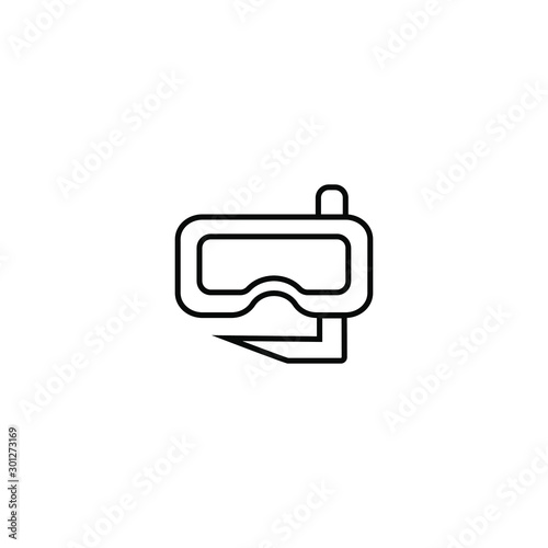 Logo for scuba diving club and diving school. Concept for logo, shirt, print or stamp. Typography design with diving mask with snorkel for Diving, Sport water, and Underwater activities