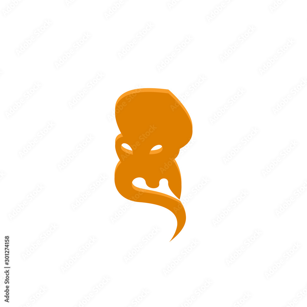 Fototapeta premium Template for logos, labels and emblems with silhouette of octopus. Vector illustration
