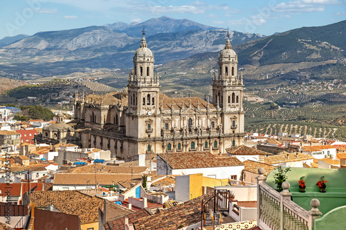 Aerial view of Jaen Cathedral in Jaen, Spain photo