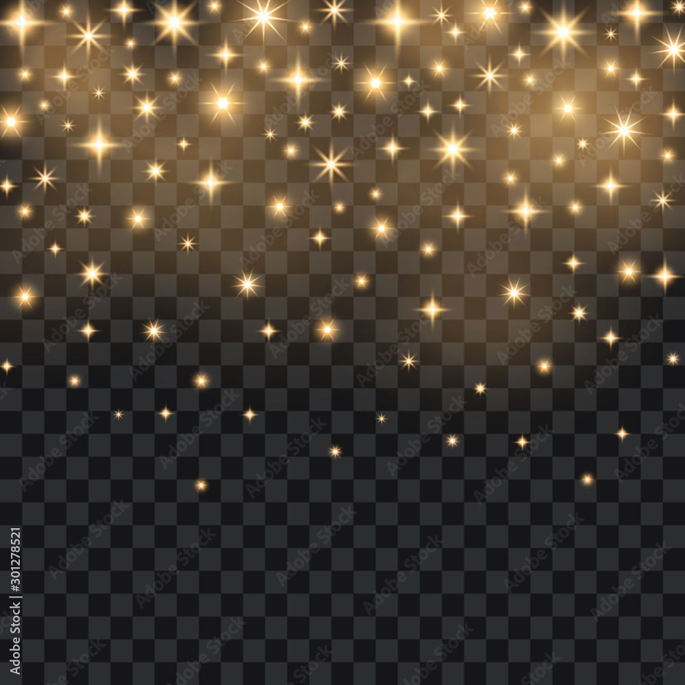 Stars and lights for design, isolated, vector illustration.