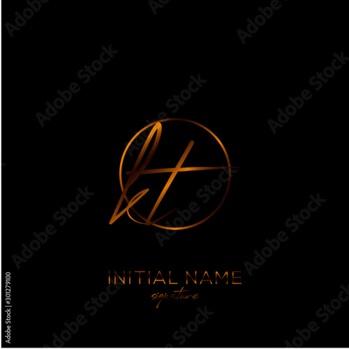 KT Initial handwriting logo vector
