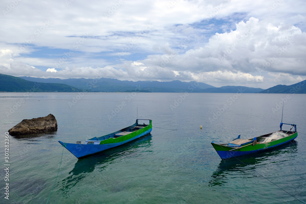 Indonesia Alor - traditional boats lie at anchor