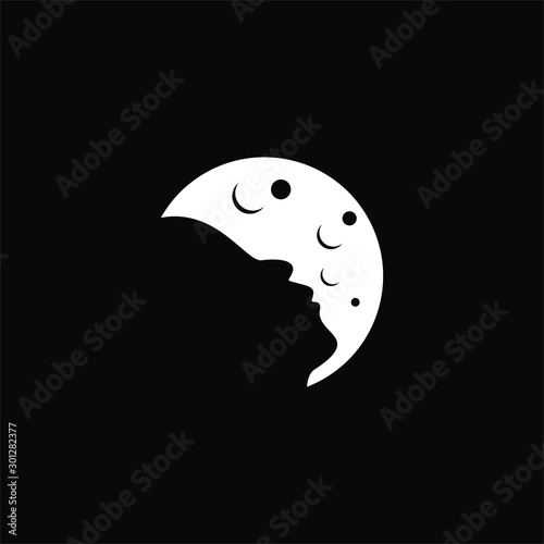 Baby or children logo template with moon in flat design illustration