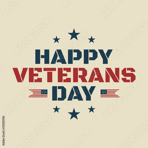 Happy Veterans day text vintage style background