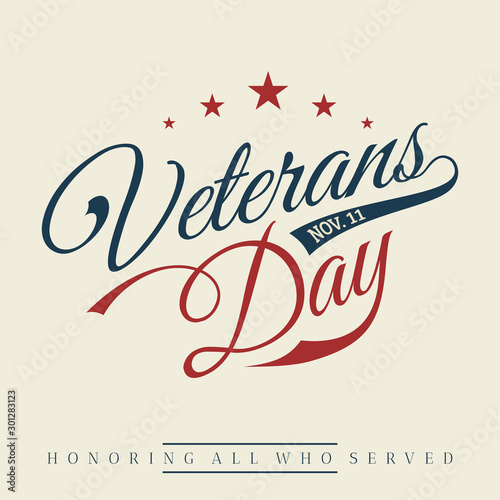 Happy Veterans day letter vintage style background