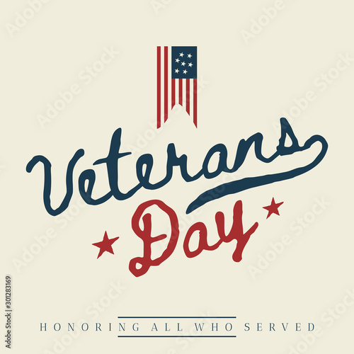 Happy Veterans day letter vintage style background