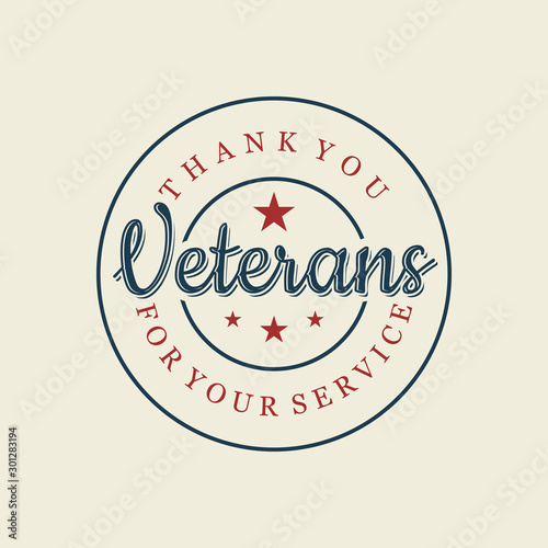 Happy Veterans day letter vintage style emblem stamp background