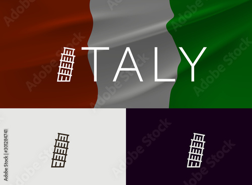 Pisa Icon against Italian Flag, monoline concept