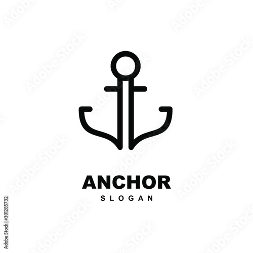 Modern Line anchor logo icon design vector illustration