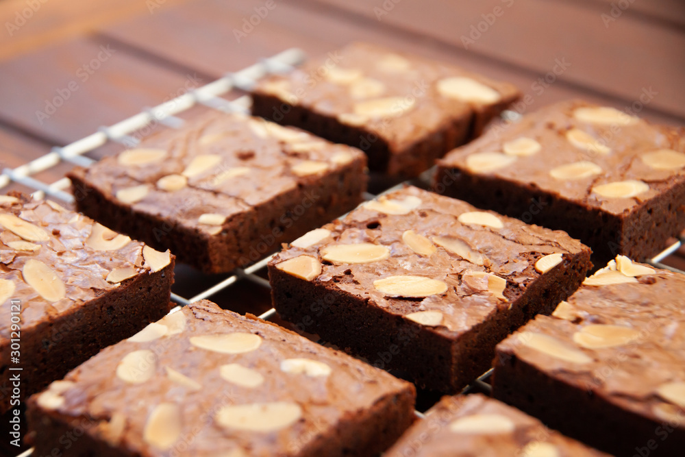 Homemade almond fudge dark chocolate brownie Homemade almond fudge dark chocolate brownie