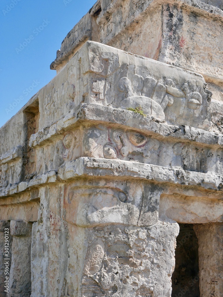 Ruins of Tulum, Maya Temple, Tulum stock photo