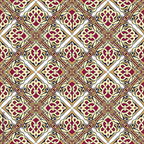 Arabesque seamless tile design in colorful multi color combinations