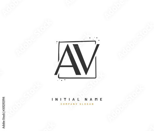 A V AV Beauty vector initial logo, handwriting logo of initial signature, wedding, fashion, jewerly, boutique, floral and botanical with creative template for any company or business.