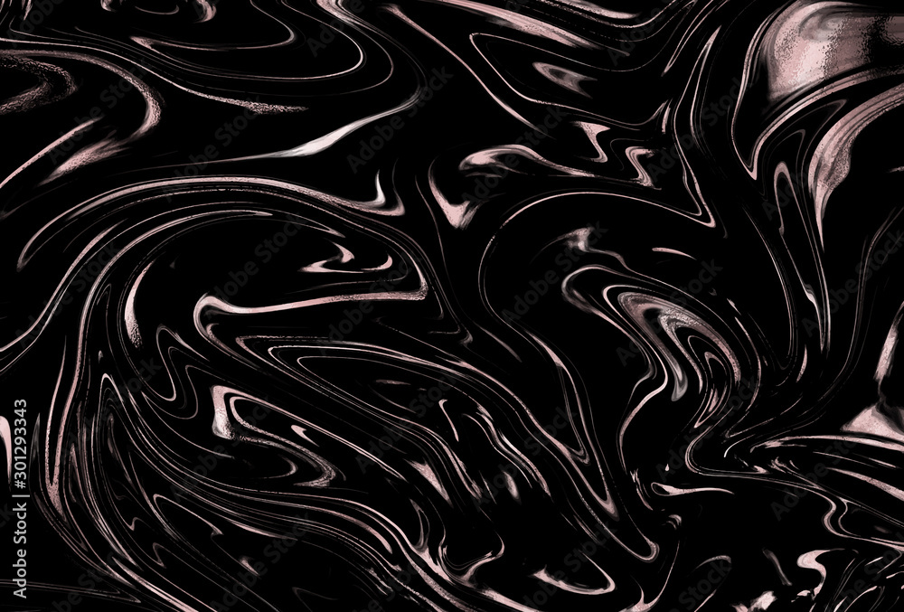Fototapeta premium Vector black marble background with liquid rose gold metallic texture.