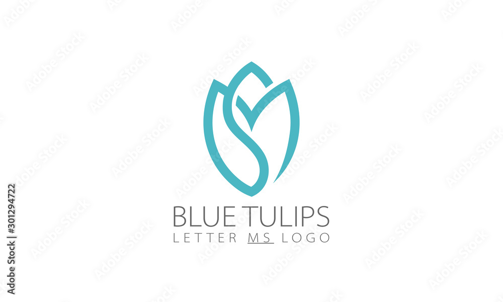 Fototapeta Projektowanie logo SM niebieski list tulipany