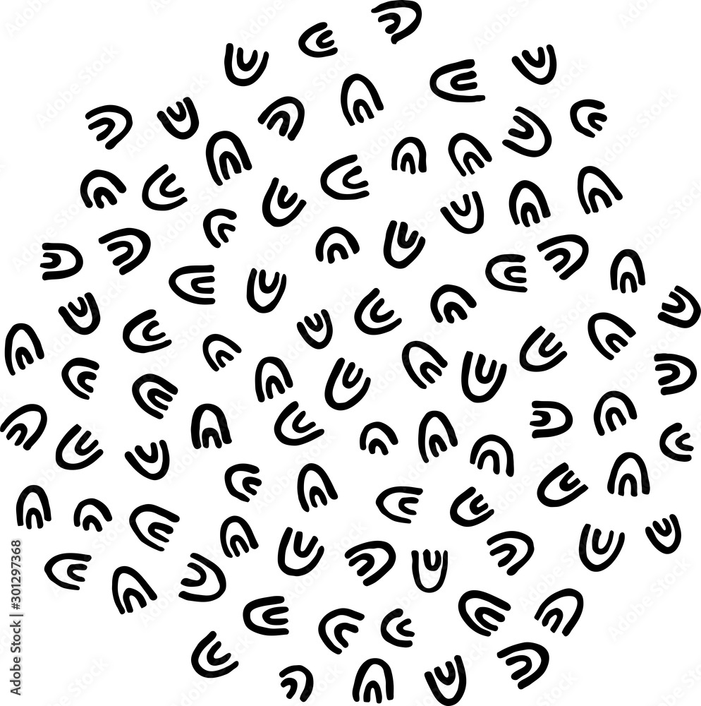 Irregular black bracket doodle shapes. Sketchy hand drawn graphic for making design or pattern of fabric print, paper card, table cloth, fashion. Irregular black bracket doodle shapes. Sketchy hand drawn graphic for making design or pattern of fabric print, paper card, table cloth, fashion.