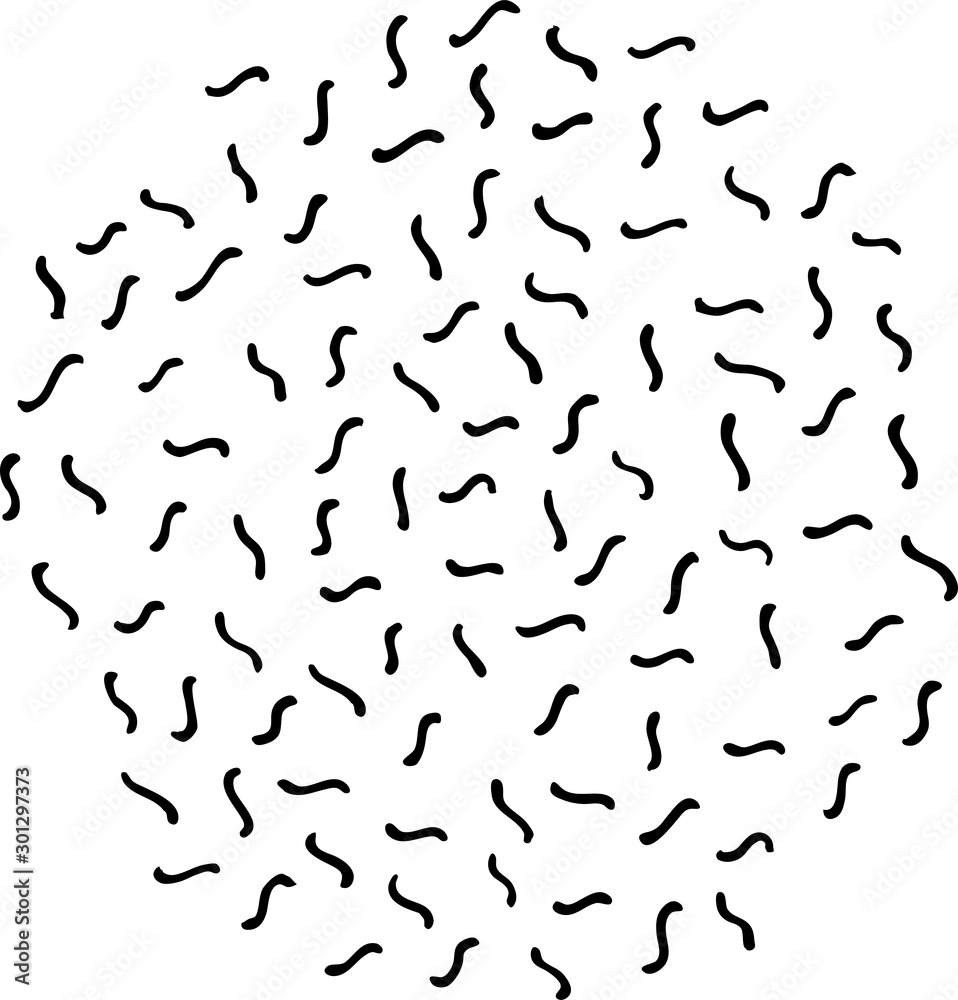 Irregular black scribble doodle shapes. Sketchy hand drawn graphic for making design or pattern of fabric print, paper card, table cloth, fashion.