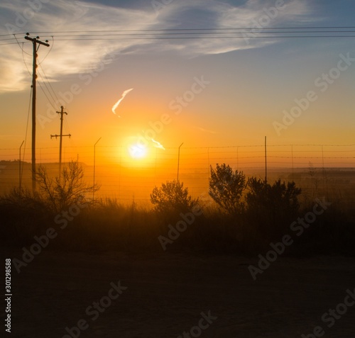 Dramatic sunrise on the South African grasslands