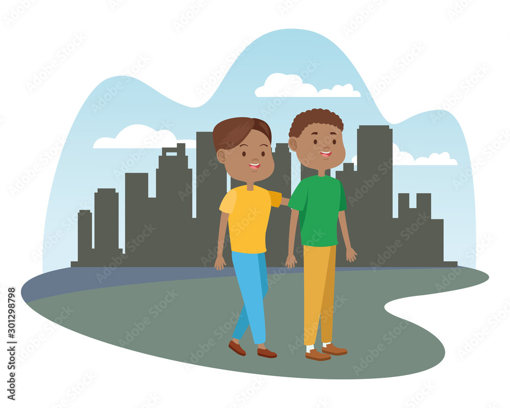 young couple characters in the city young couple characters in the city