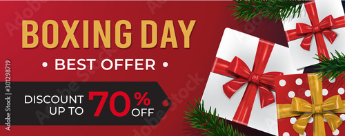 Boxing Day Banner Sale Discount templates with gift box and decorative elements