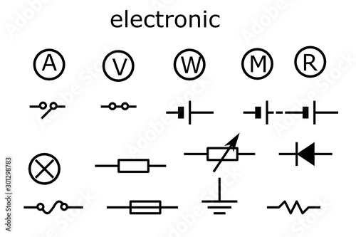  electronic  conductor resistor system sign isolate on white background vector