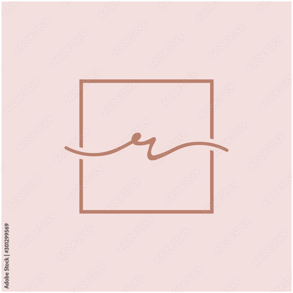Initials signature letters R linked inside minimalist luxurious square line box. logo designs for brand, identity, invitations, hotel, boutique, jewelry, photography or company signs - VECTOR Initials signature letters R linked inside minimalist luxurious square line box. logo designs for brand, identity, invitations, hotel, boutique, jewelry, photography or company signs - VECTOR