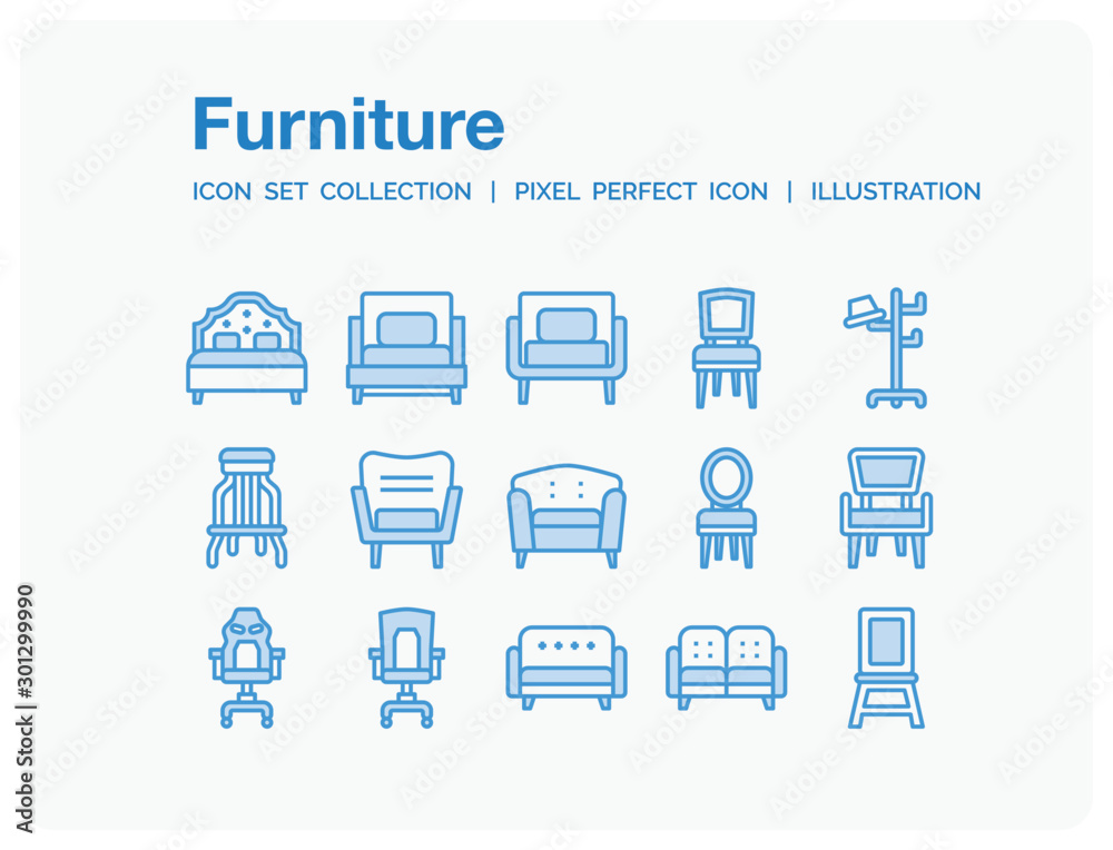 Furniture  Icons Set. UI Pixel Perfect Well-crafted Vector Thin Line Icons. The illustrations are a vector.
