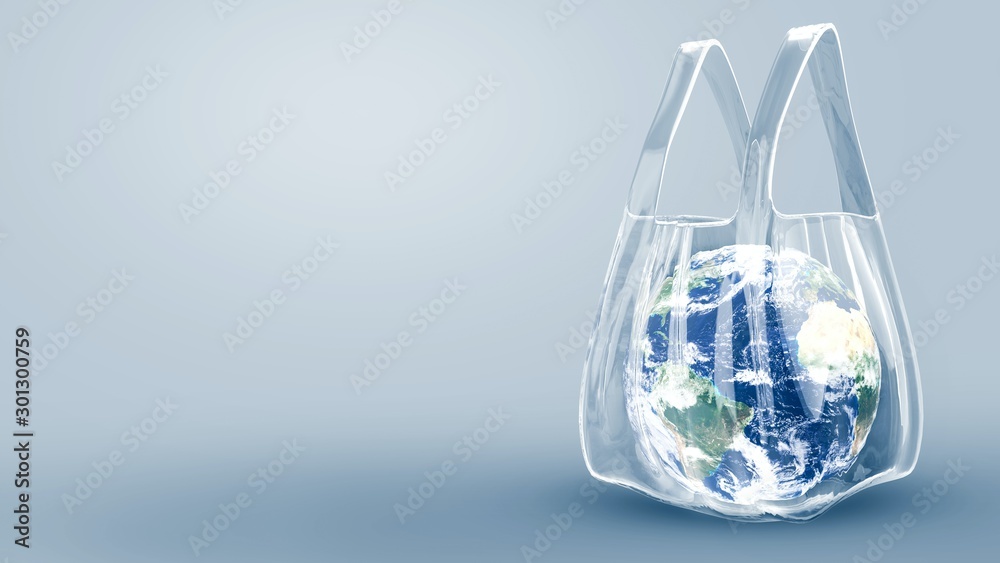 Plastic Bag Containing the World, Environmental Problems from Waste Plastic Concept Save the World say no to plastic. 3D rendering ( Elements of this image furnished by NASA.) Plastic Bag Containing the World, Environmental Problems from Waste Plastic Concept Save the World say no to plastic. 3D rendering ( Elements of this image furnished by NASA.)