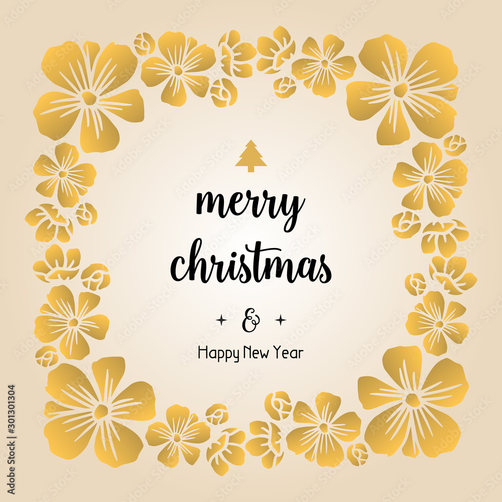 Obraz premium Creative ornament for card merry christmas and happy new year, with pattern art flower frame. Vector
