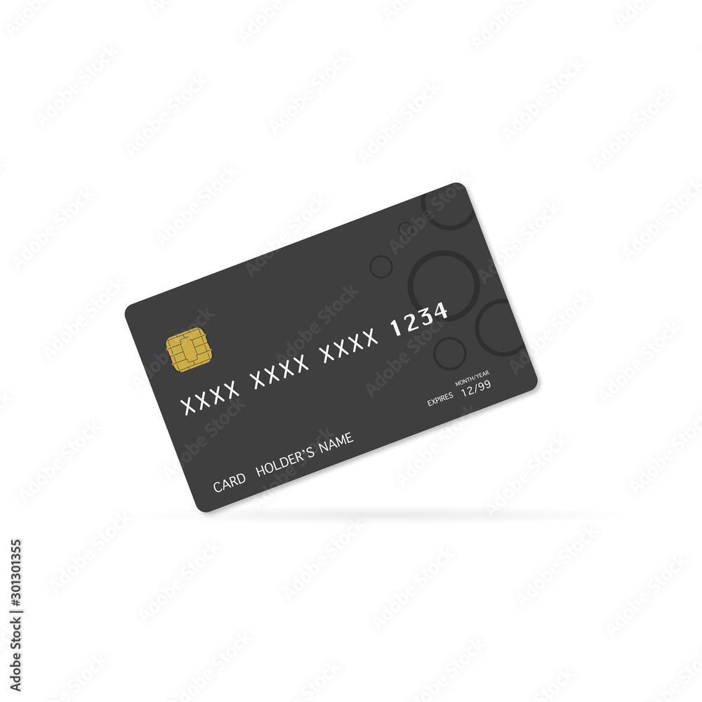 Vector illustration of black credit card in flat style isolated on white background Vector illustration of black credit card in flat style isolated on white background