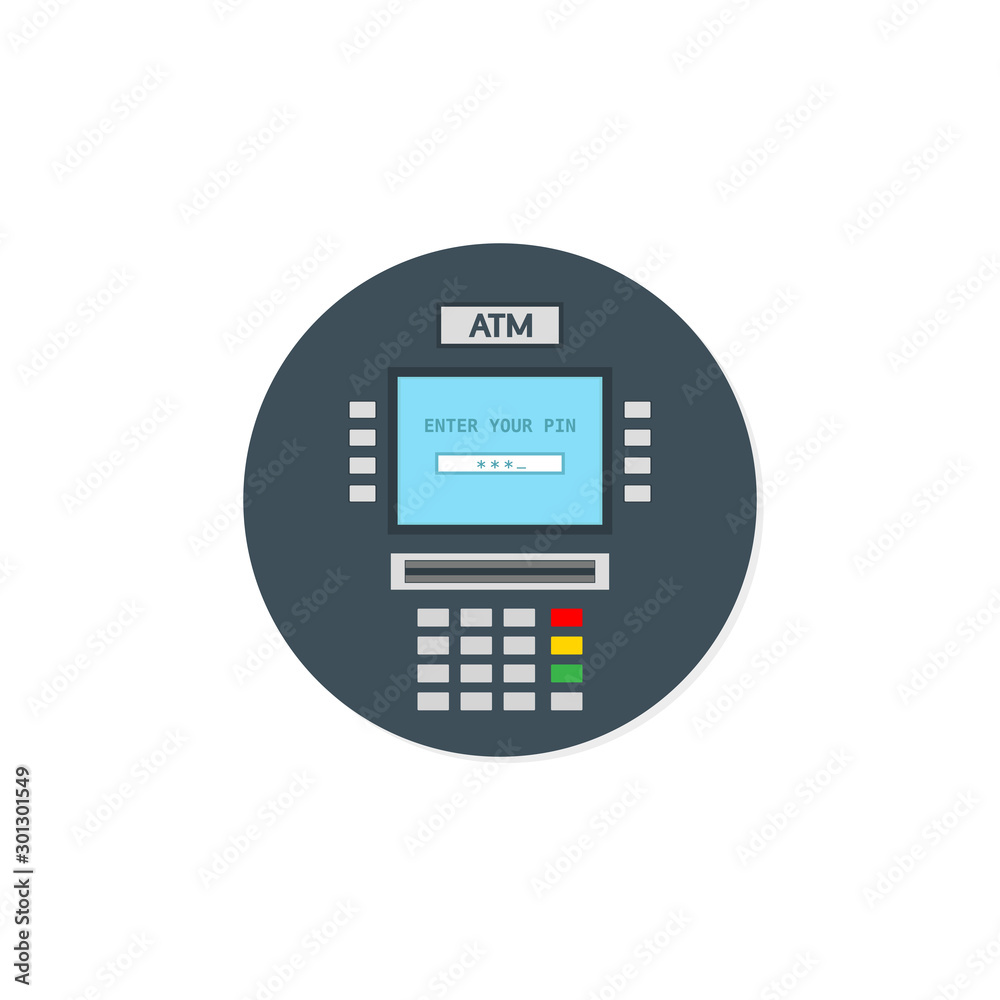 ATM in your phone. Vector business illustration of mobile app icon. Graphic  design concept of experience internet banking. Use in Web Project and app.  Stock Vector | Adobe Stock
