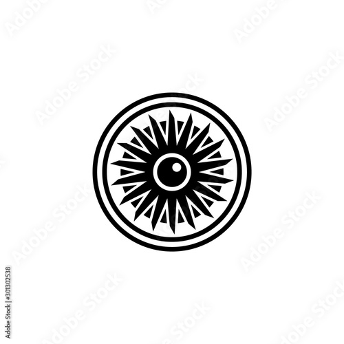 Airplane engine turbine icon on a white background.