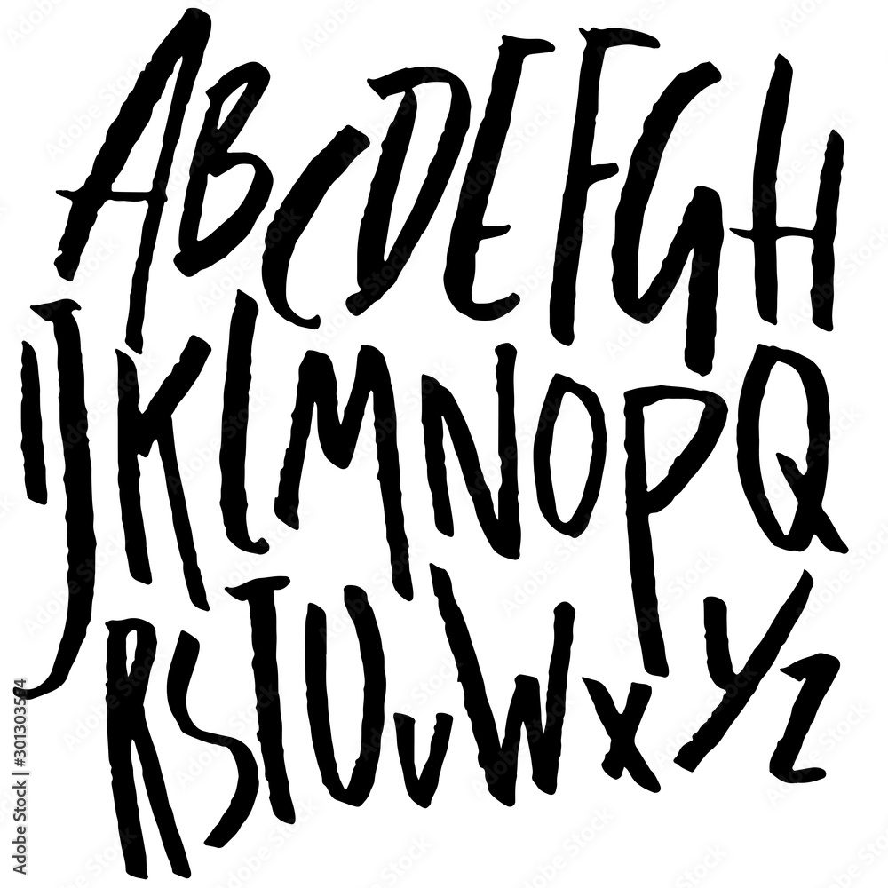 Hand drawn dry brush font. Modern brush lettering. Grunge style alphabet. Vector illustration. Hand drawn dry brush font. Modern brush lettering. Grunge style alphabet. Vector illustration.
