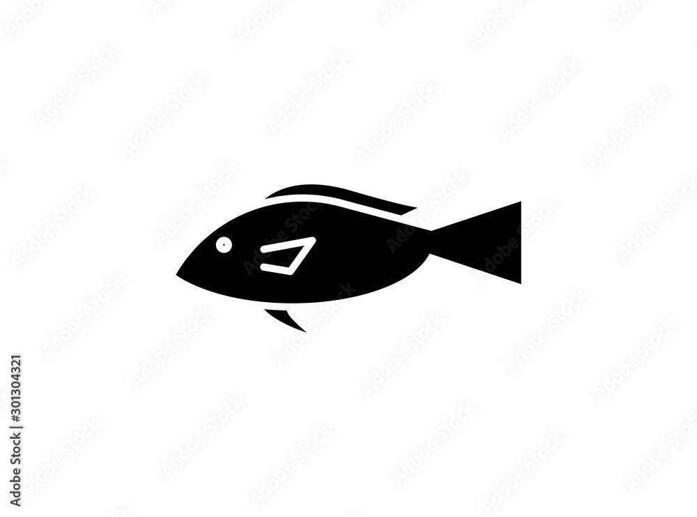 Simple Fish Icon Symbol Template. Fish Concept. Designed in Black Monochrome Style Isolated on White Background. Editable Color. Vector Illustration. Simple Fish Icon Symbol Template. Fish Concept. Designed in Black Monochrome Style Isolated on White Background. Editable Color. Vector Illustration.
