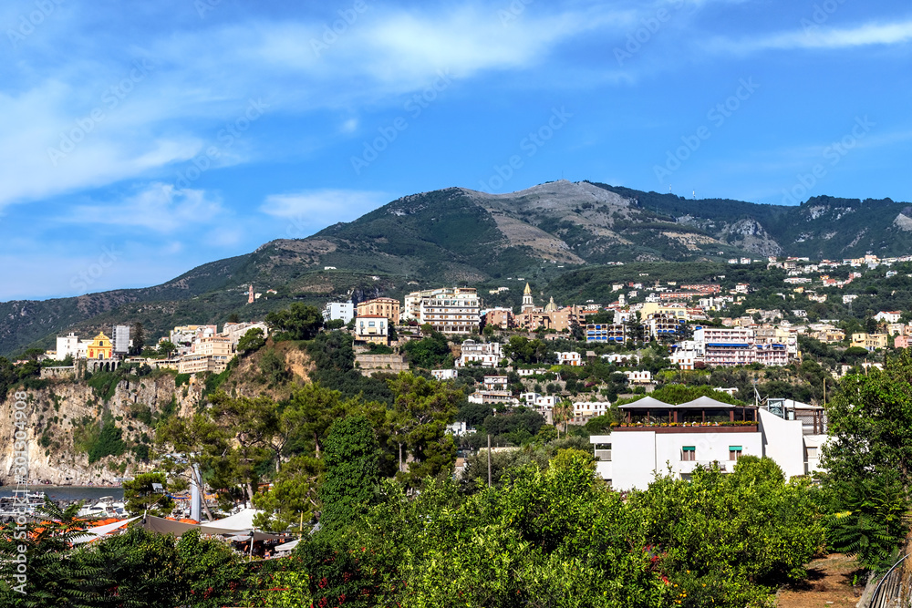 View of the beautifull small resort town of Vico Equense province of Campania in Italy	