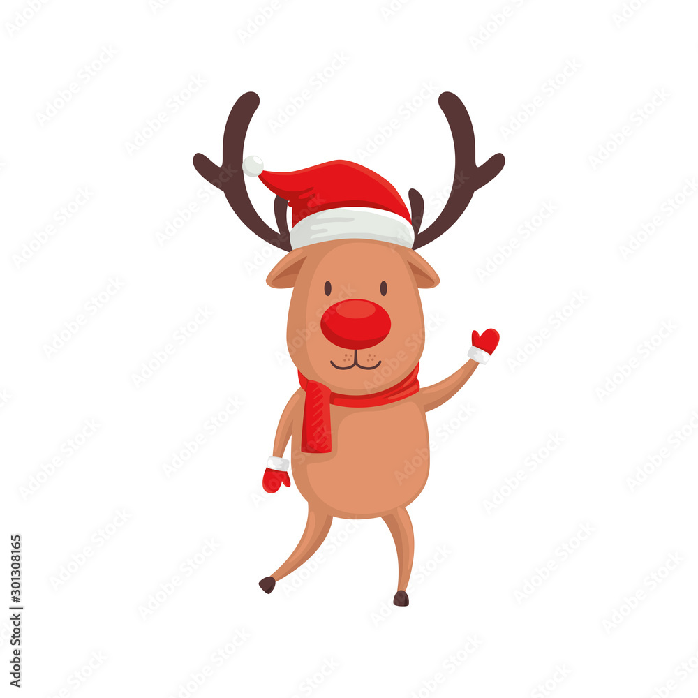 reindeer animal character merry christmas vector illustration design