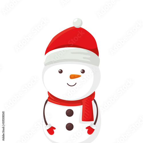 merry christmas cute snowman character vector illustration design