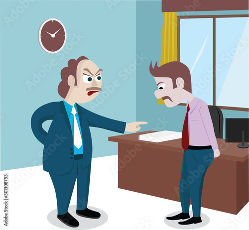 An angry boss shouting on an employee