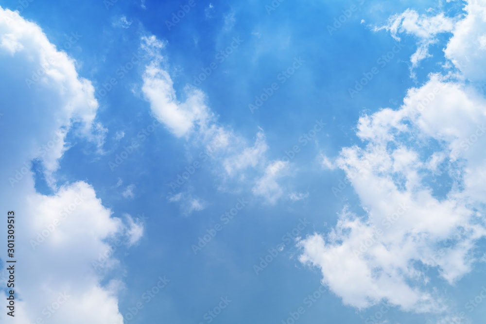 Fototapeta premium White cloud and blue sky background with copy space