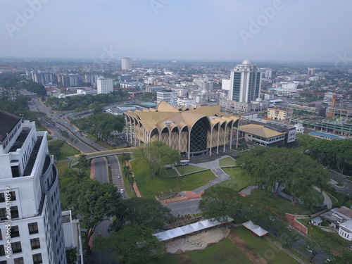 Kuching, Sarawak / Malaysia - November 8 2019: The buildings, landmarks and scenery of Kuching city, capital of Sarawak, Borneo island. Showing the famous landmarks in the Kuching city 