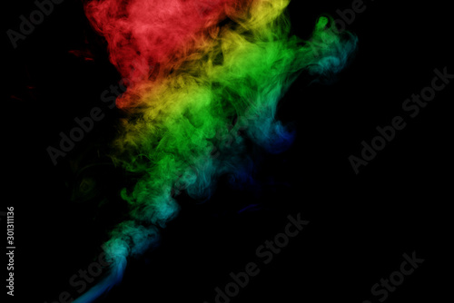 Abstract smoke isolated on black background,Rainbow powder © sirawut