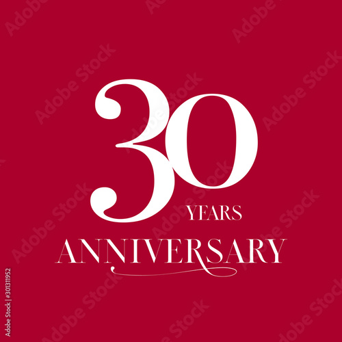 30 years anniversary vector logo, icon. Design element with number for 30th anniversary