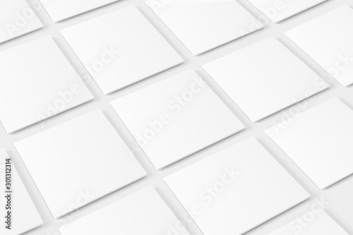 Square Business Card White Blank Mockup