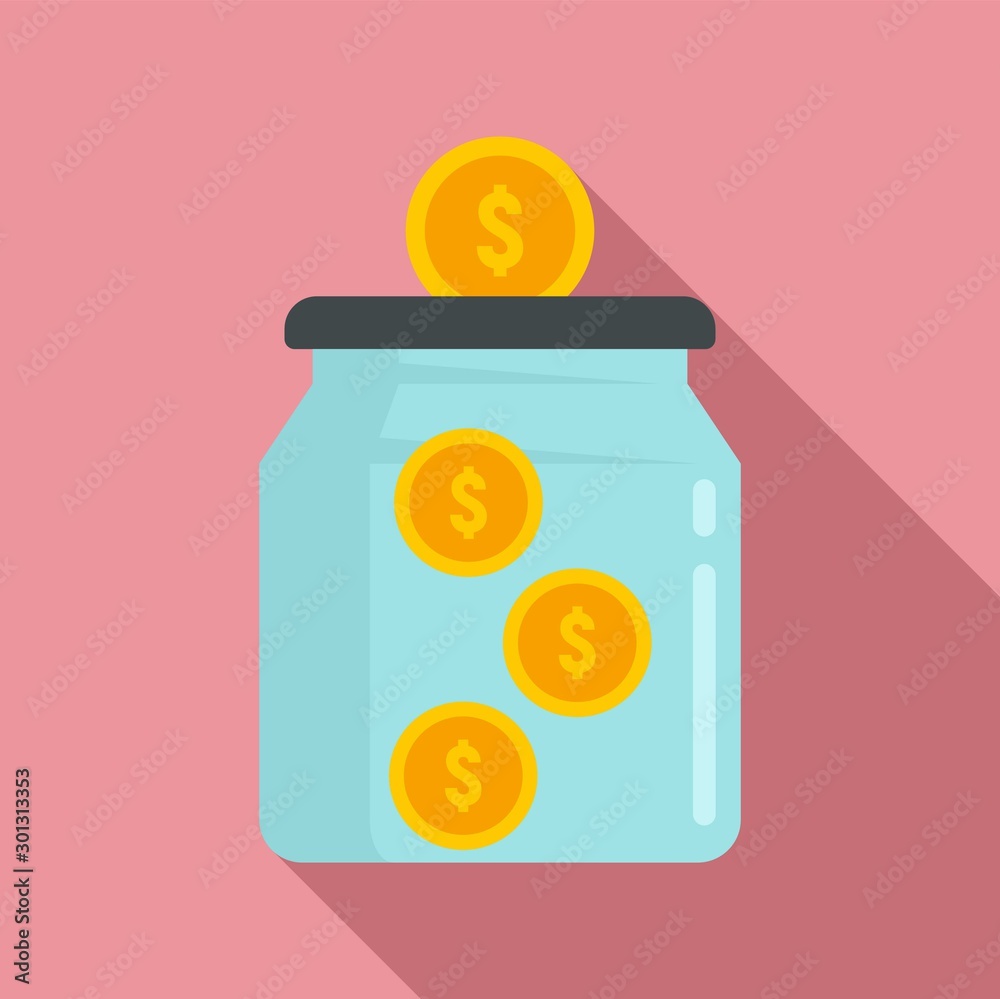 Money crowdfunding jar icon. Flat illustration of money crowdfunding jar vector icon for web design Money crowdfunding jar icon. Flat illustration of money crowdfunding jar vector icon for web design