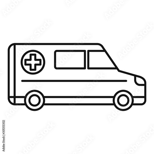 Hospital ambulance icon. Outline hospital ambulance vector icon for web design isolated on white background